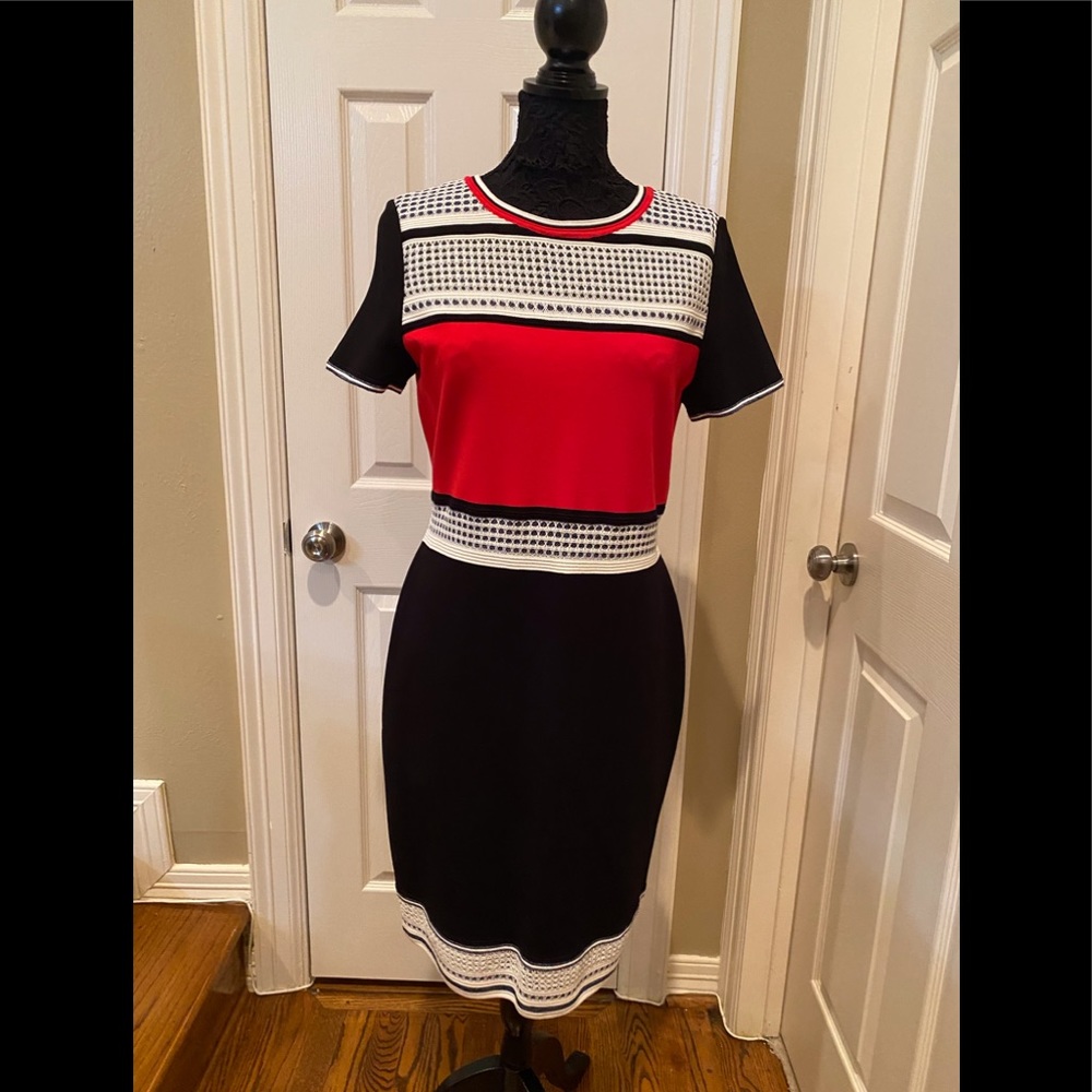 NWT ST. JOHN Caviar/Granita Multi Dress Size 10